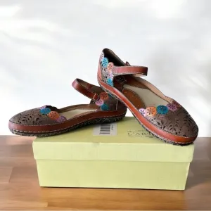Spring Step L’ARTISTLE Kysandra Fleur Mary Jane Flat in Tan Multi Size 40 US9