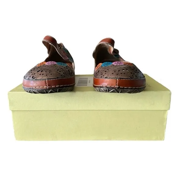Spring Step L’ARTISTLE Kysandra Fleur Mary Jane Flat in Tan Multi Size 40 US9