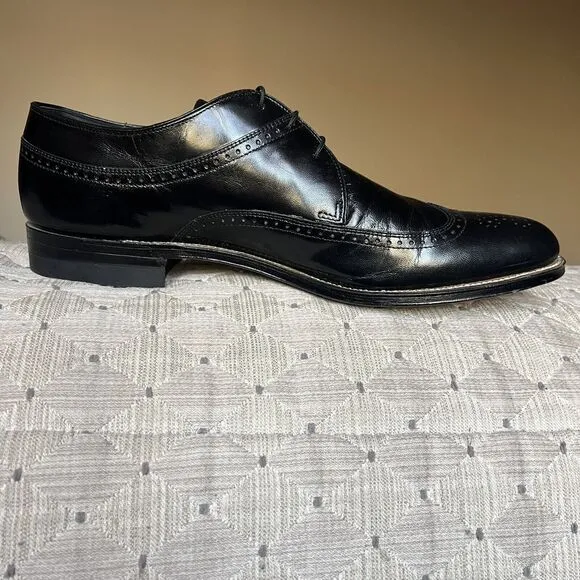 Stacy Adams Black Leather Wingtip Oxford Lace Up Dress Shoes US Men's 10.5 D