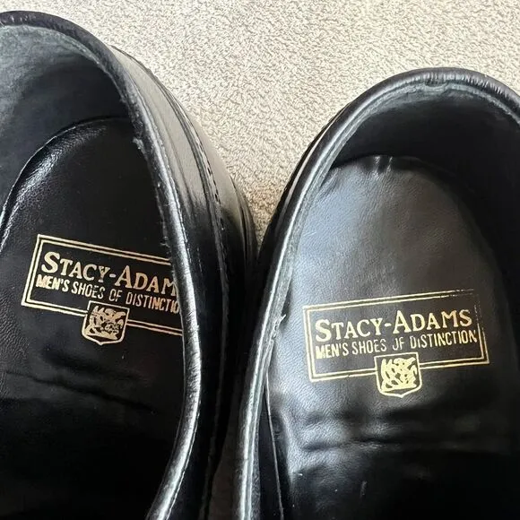Stacy Adams Black Leather Wingtip Oxford Lace Up Dress Shoes US Men's 10.5 D