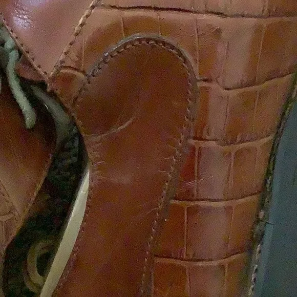 ❤️STACY ADAMS men’s brown leather&amp;croc dress shoes
