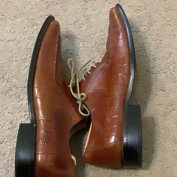 ❤️STACY ADAMS men’s brown leather&amp;croc dress shoes