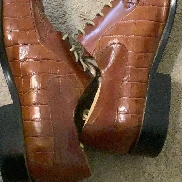 ❤️STACY ADAMS men’s brown leather&amp;croc dress shoes
