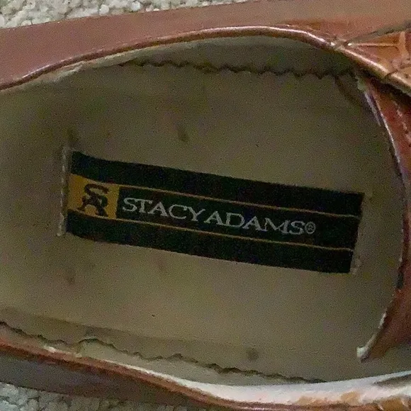 ❤️STACY ADAMS men’s brown leather&amp;croc dress shoes