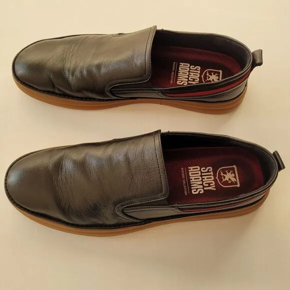 Stacy Adams Men's Delmar Redzone Collection Slip-On Leather Black Shoes Sz 13M