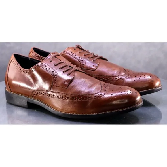 Stacy Adams Men's Wingtip Dress Shoes Size 10 Leather Brown