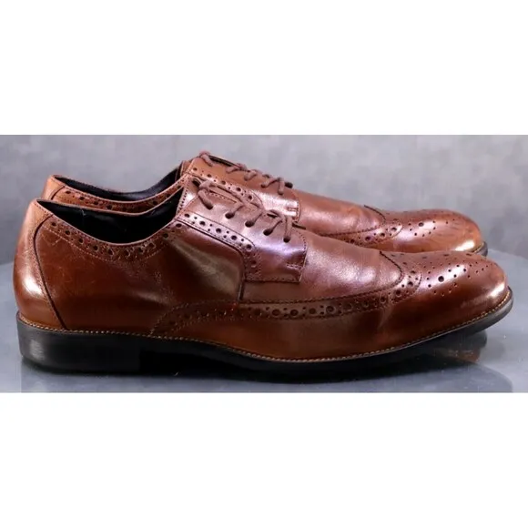 Stacy Adams Men's Wingtip Dress Shoes Size 10 Leather Brown