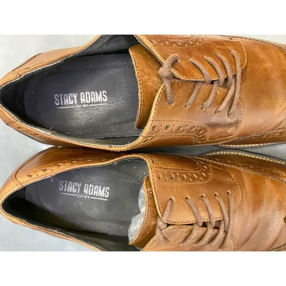 Stacy Adams Men's Wingtip Dress Shoes Size 10 Leather Brown