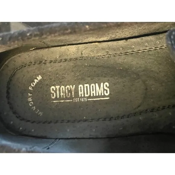 Stacy Adams Nesbit Black Leather Suede Almond Apron Pinch Toe Shoes Size 10.5 M