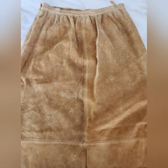 Stan Herman Studio Tan suede leather Maxi Skirt with lining Western