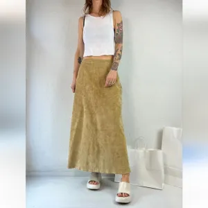 Stan Herman Studio Tan suede leather Maxi Skirt with lining Western