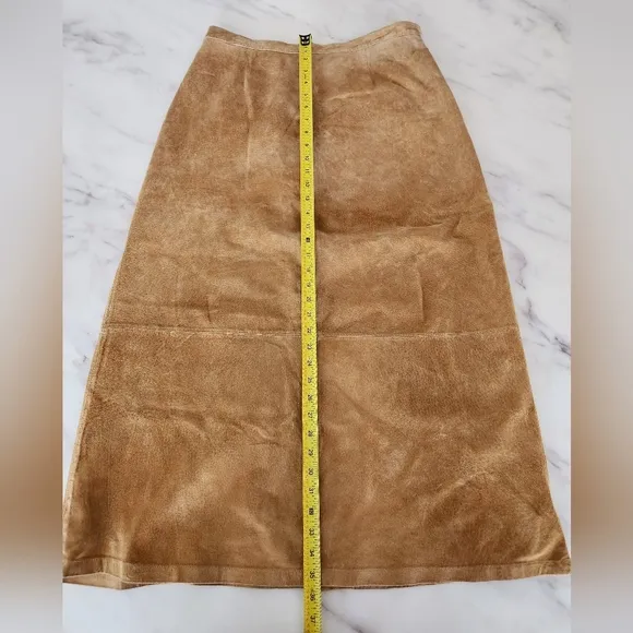 Stan Herman Studio Tan suede leather Maxi Skirt with lining Western