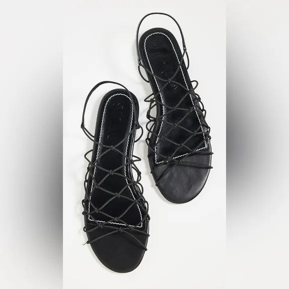 STAUD Gio knotted elastic and leather sandals