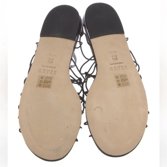 STAUD Gio knotted elastic and leather sandals