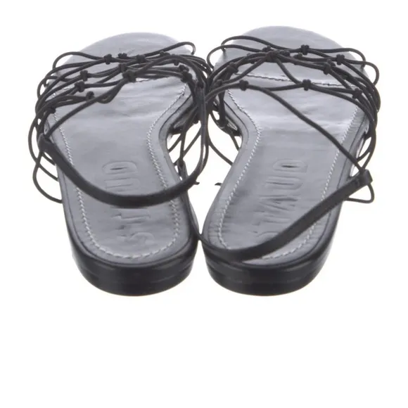 STAUD Gio knotted elastic and leather sandals
