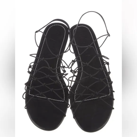 STAUD Gio knotted elastic and leather sandals