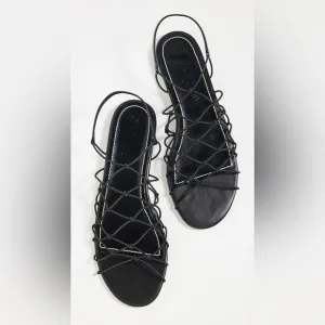 STAUD Gio knotted elastic and leather sandals