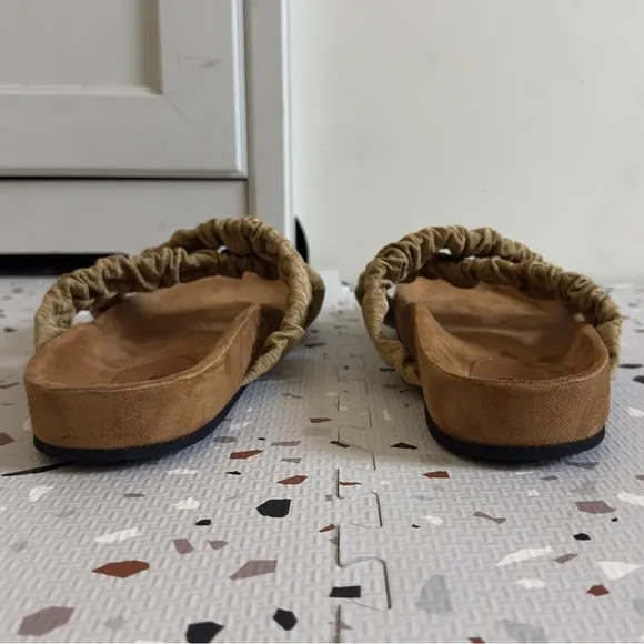 Staud Michel Slide Fennel Cashew Ruched Crisscross Sandals Size 37
