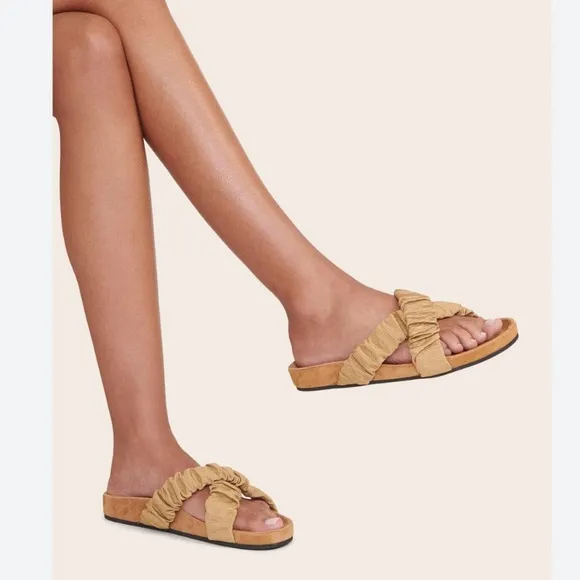 Staud Michel Slide Fennel Cashew Ruched Crisscross Sandals Size 37