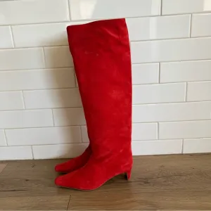 STAUD Red Wally Suede Boots Red 7