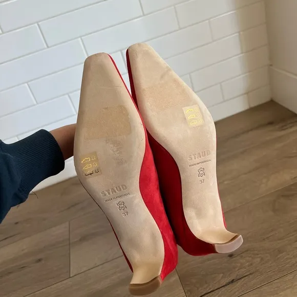 STAUD Red Wally Suede Boots Red 7