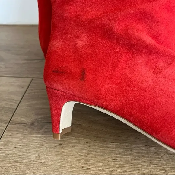 STAUD Red Wally Suede Boots Red 7