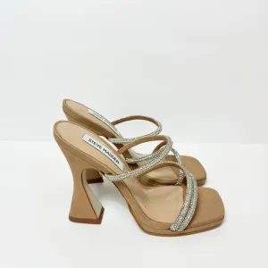 STEVE MADDEN LIBBIE CAMEL NUBK WOMEN SHINY HEELS SIZE 9 BRAND NEW WITH BOX