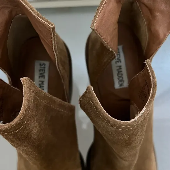 Steve Madden Sharini Chestnut Suede Heeled Ankle Boots Size 9