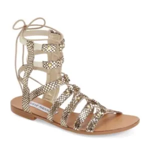 Steve Madden Sparta Gold Snakeskin Gladiator Sandal