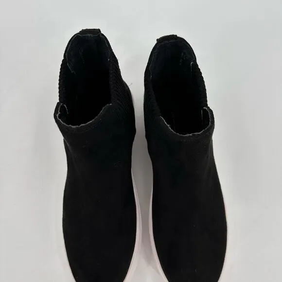Steven by Steve Madden Hi Top Black Suede Leather Pull On Sneaker Women Size 6.5