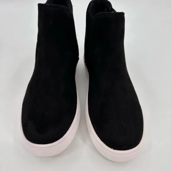 Steven by Steve Madden Hi Top Black Suede Leather Pull On Sneaker Women Size 6.5