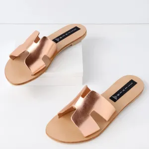 STEVEN BY STEVE MADDEN Rose Gold Made in Italy Slide Sandals