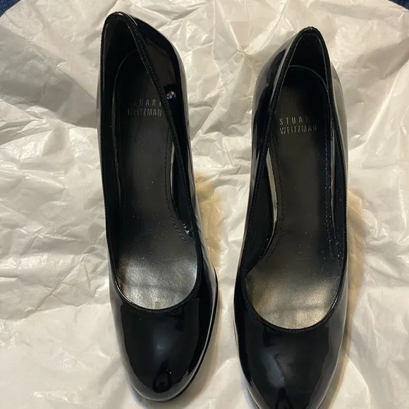 Stuart Weitzman Black Patent Leather High Heels Shoes Size 8.5