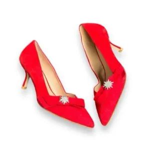Stuart Weitzman black Red Suede pointed heels size 5 $400
