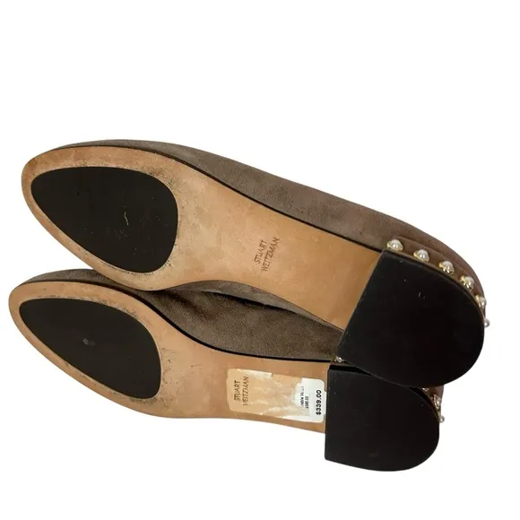 Stuart Weitzman Chic pearl Brown suede flat Shoes size 10M