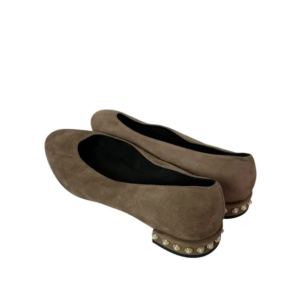 Stuart Weitzman Chic pearl Brown suede flat Shoes size 10M