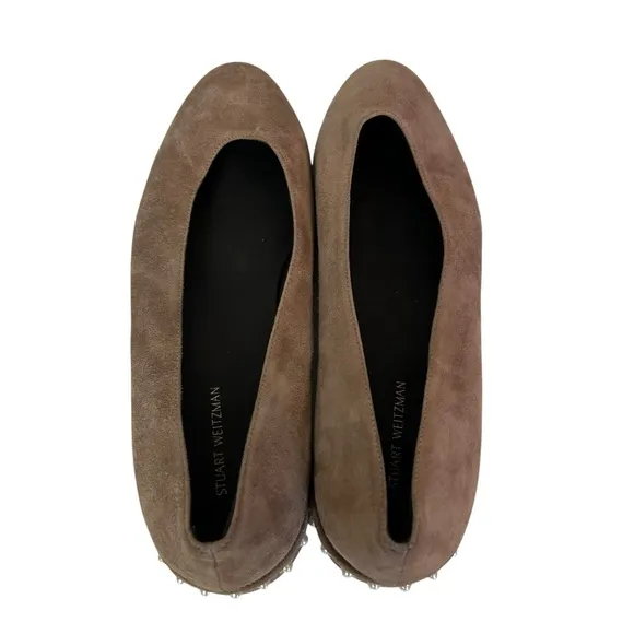 Stuart Weitzman Chic pearl Brown suede flat Shoes size 10M