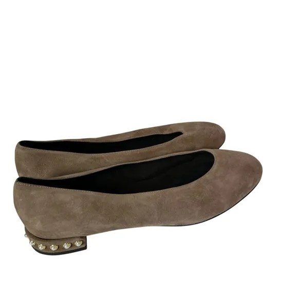 Stuart Weitzman Chic pearl Brown suede flat Shoes size 10M