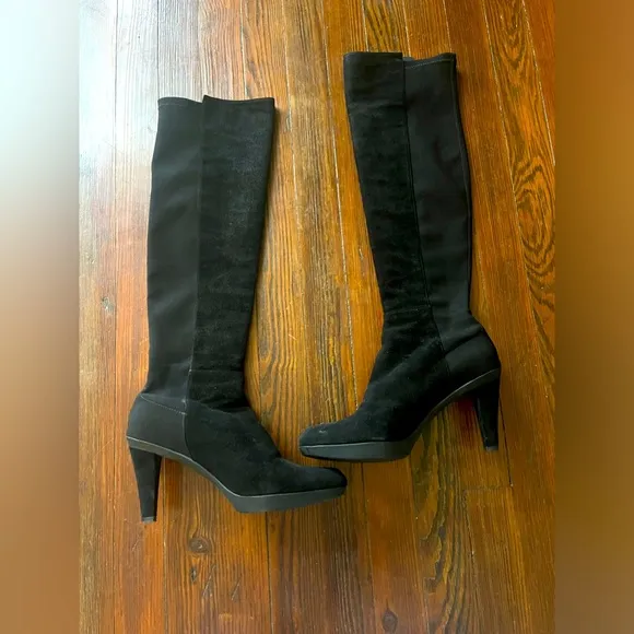 Stuart Weitzman Demi Over the knee black suede high heel boots size 8.5