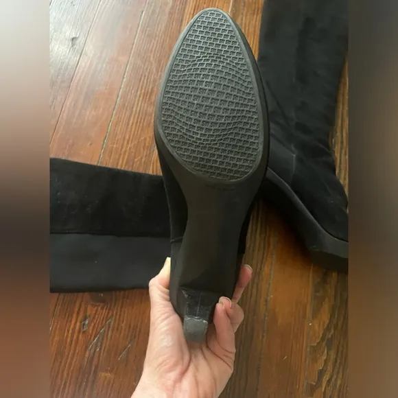 Stuart Weitzman Demi Over the knee black suede high heel boots size 8.5