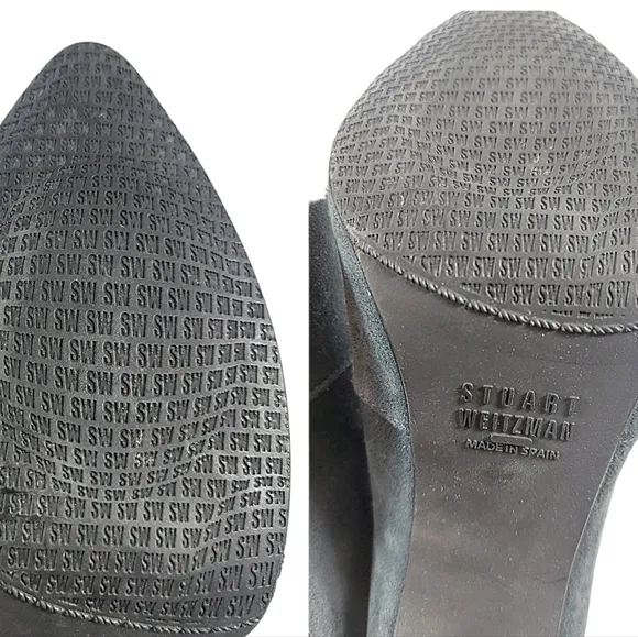 Stuart Weitzman Gray Suede Gold Tone Heeled Boots