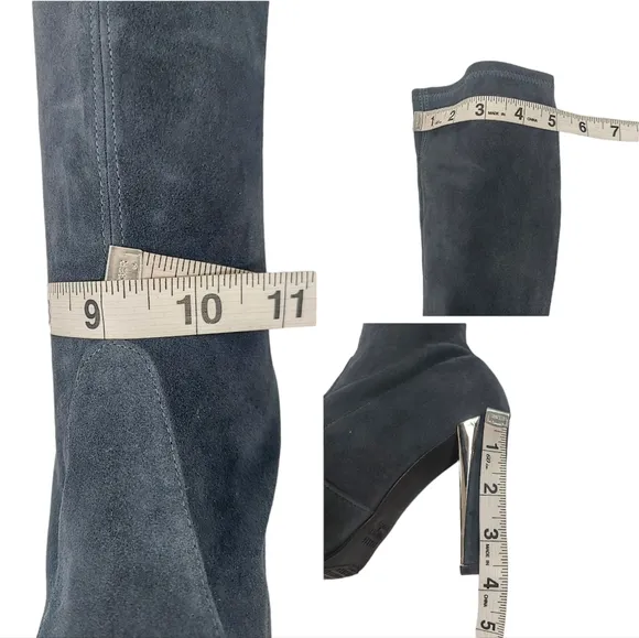 Stuart Weitzman Gray Suede Gold Tone Heeled Boots