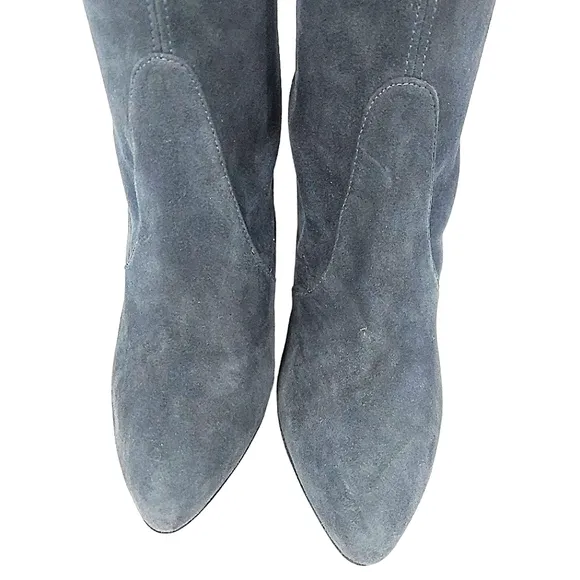 Stuart Weitzman Gray Suede Gold Tone Heeled Boots