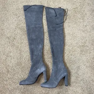 Stuart Weitzman Gray Suede Leather Highland Over The Knee Boots Size 8.5