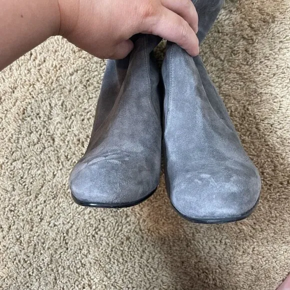 Stuart Weitzman Gray Suede Leather Highland Over The Knee Boots Size 8.5