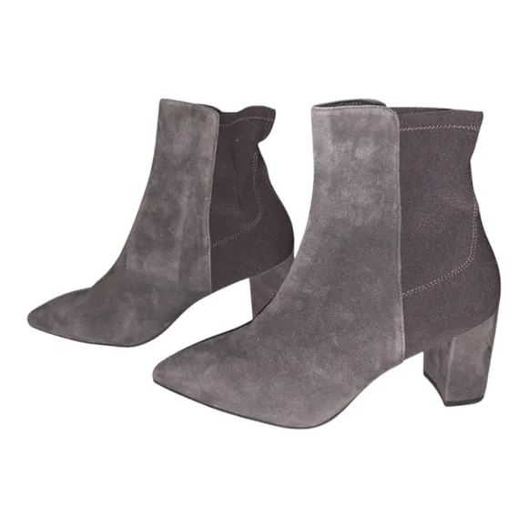 Stuart Weitzman Lonnie 75 Suede Booties, Slate Gray US 5.5 MSRP $575 New