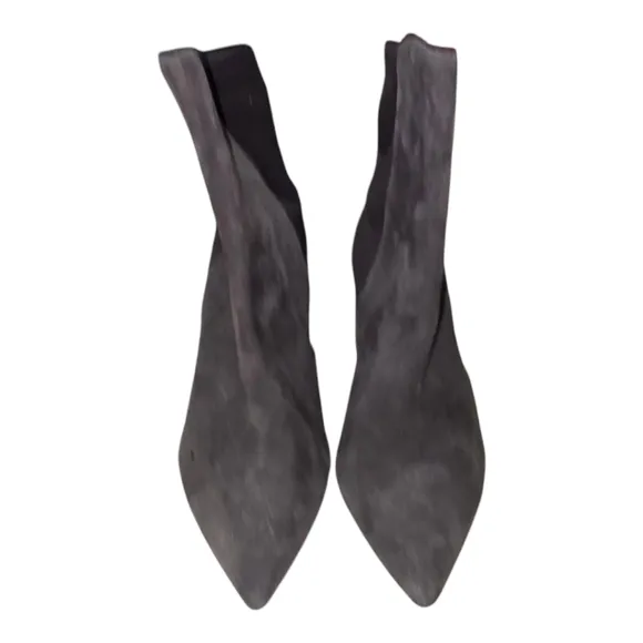 Stuart Weitzman Lonnie 75 Suede Booties, Slate Gray US 5.5 MSRP $575 New