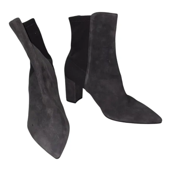 Stuart Weitzman Lonnie 75 Suede Booties, Slate Gray US 5.5 MSRP $575 New