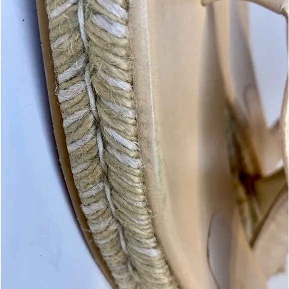 Stuart Weitzman Pearl Buckle Natural Espadrille Sandals Size 10