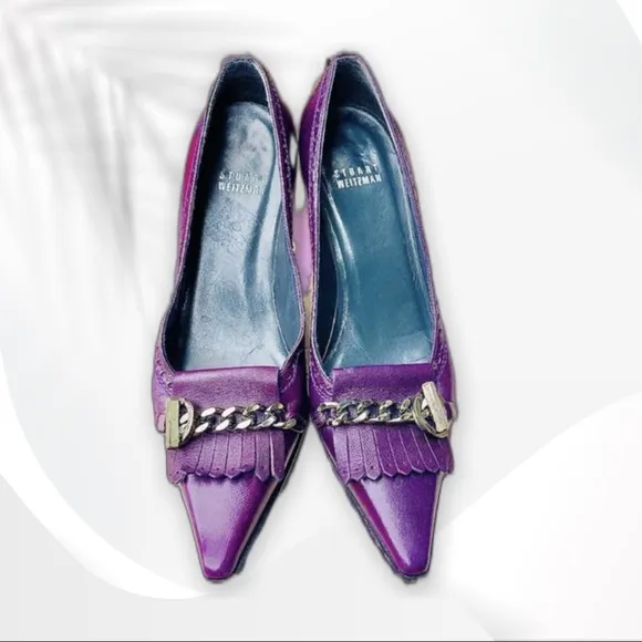 Stuart Weitzman Purple Leather Chain Shoes 6